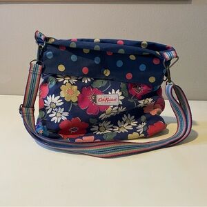 Cath Kidston Blue Floral and Polka Dot Crossbody Bag